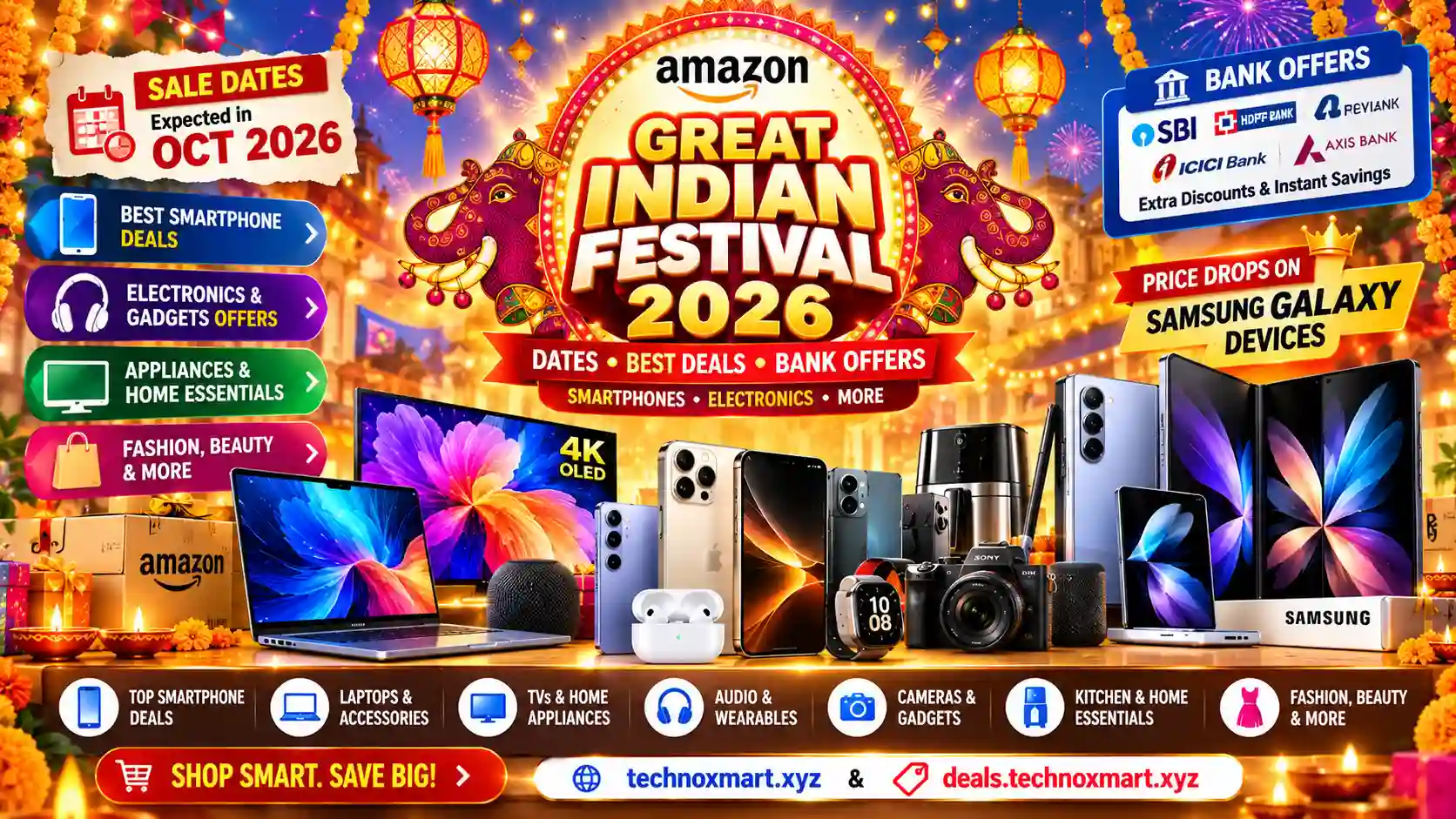 Amazon Great Indian Festival Sale 2026 Discounts, Cashback, Sale